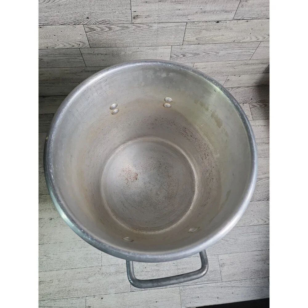 Vintage Dura-Ware 14 Quart Aluminum Stock Pot w/ Lid & Handles Commercial